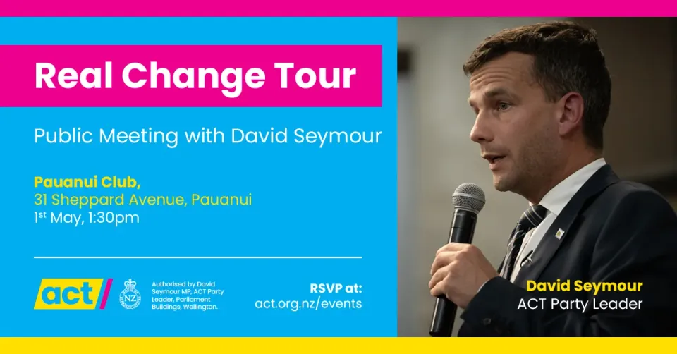 David Seymour ACT Party Leader Holding 3 Public Meetings on the Coromandel photo