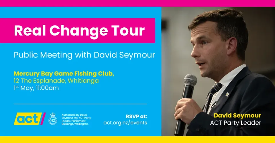David Seymour ACT Party Leader Holding 3 Public Meetings on the Coromandel photo