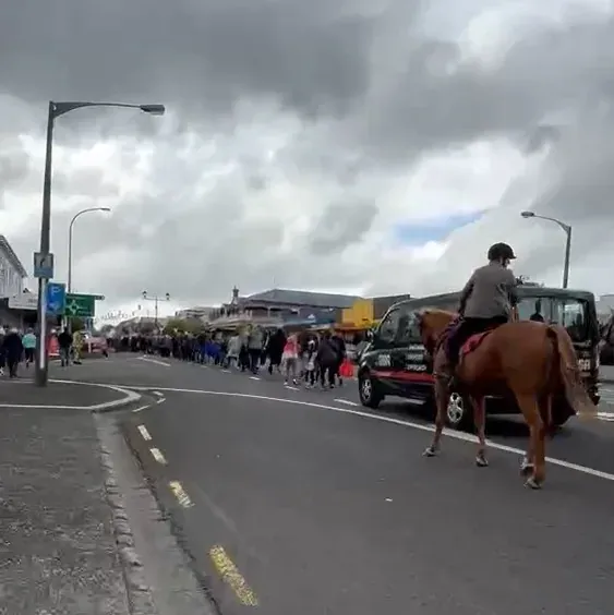 Residents Ignore Traffic Management and March for Vets photo
